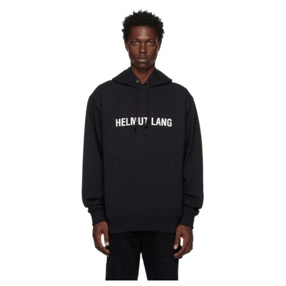 HELMUT LANG Core Logo Spellout Hoodie Black Sz Large {J9} - Picture 2 of 6